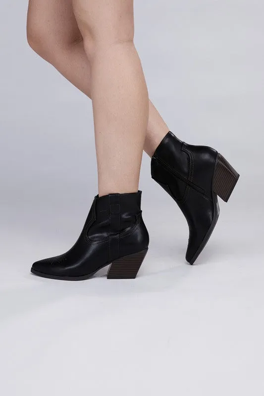 Side Zip Western Ankle Booties