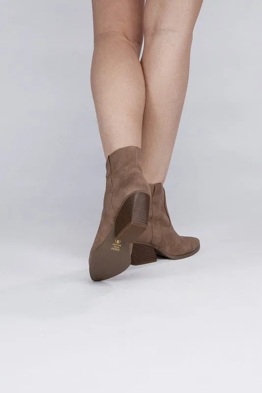 Side Zip Western Ankle Booties
