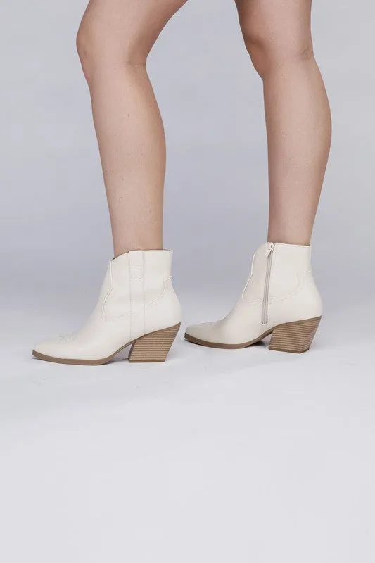 Side Zip Western Ankle Booties