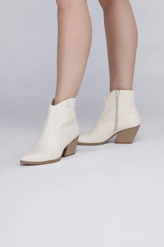 Side Zip Western Ankle Booties