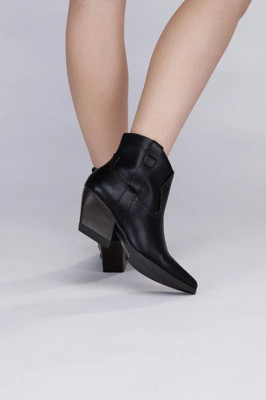 Side Zip Western Ankle Booties