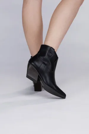 Side Zip Western Ankle Booties