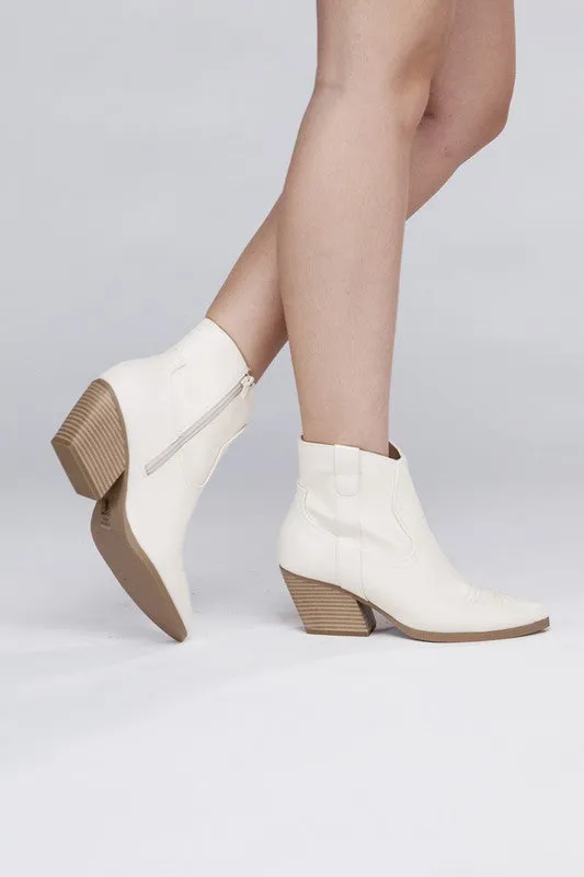 Side Zip Western Ankle Booties