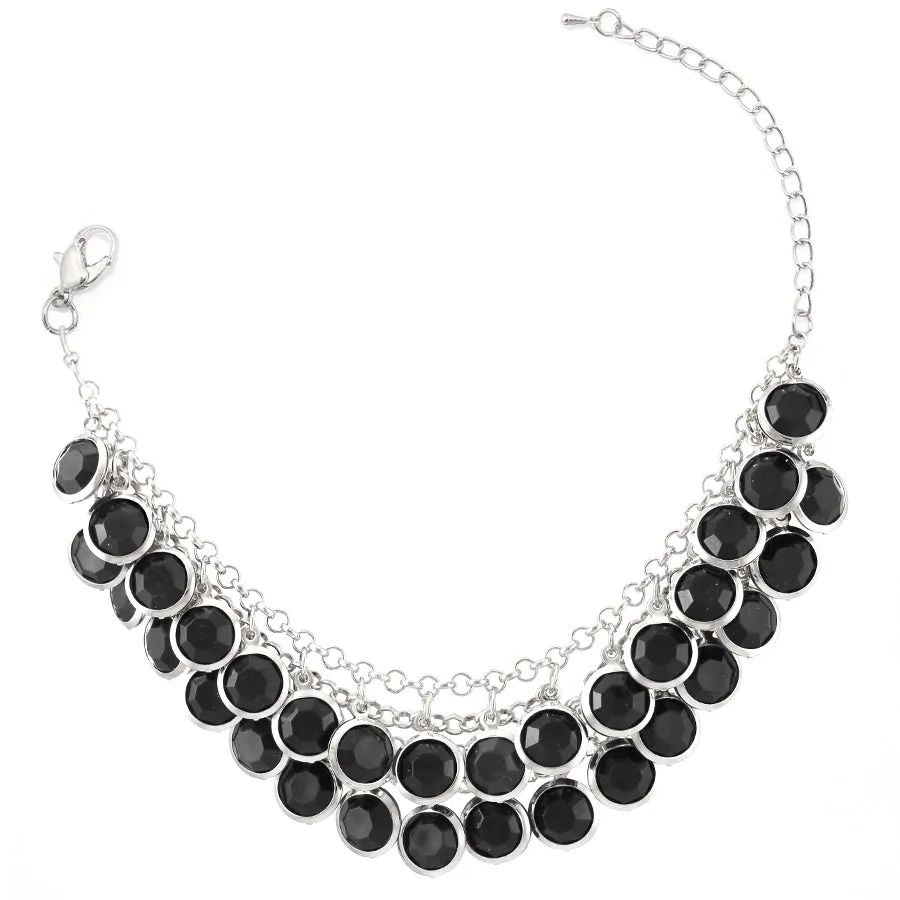 SILVER BLACK BEADS BRACELETS #SWAA-110112209 SIL BLK (SD15)