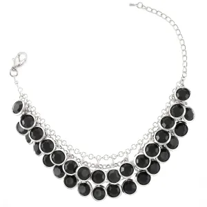 SILVER BLACK BEADS BRACELETS #SWAA-110112209 SIL BLK (SD15)