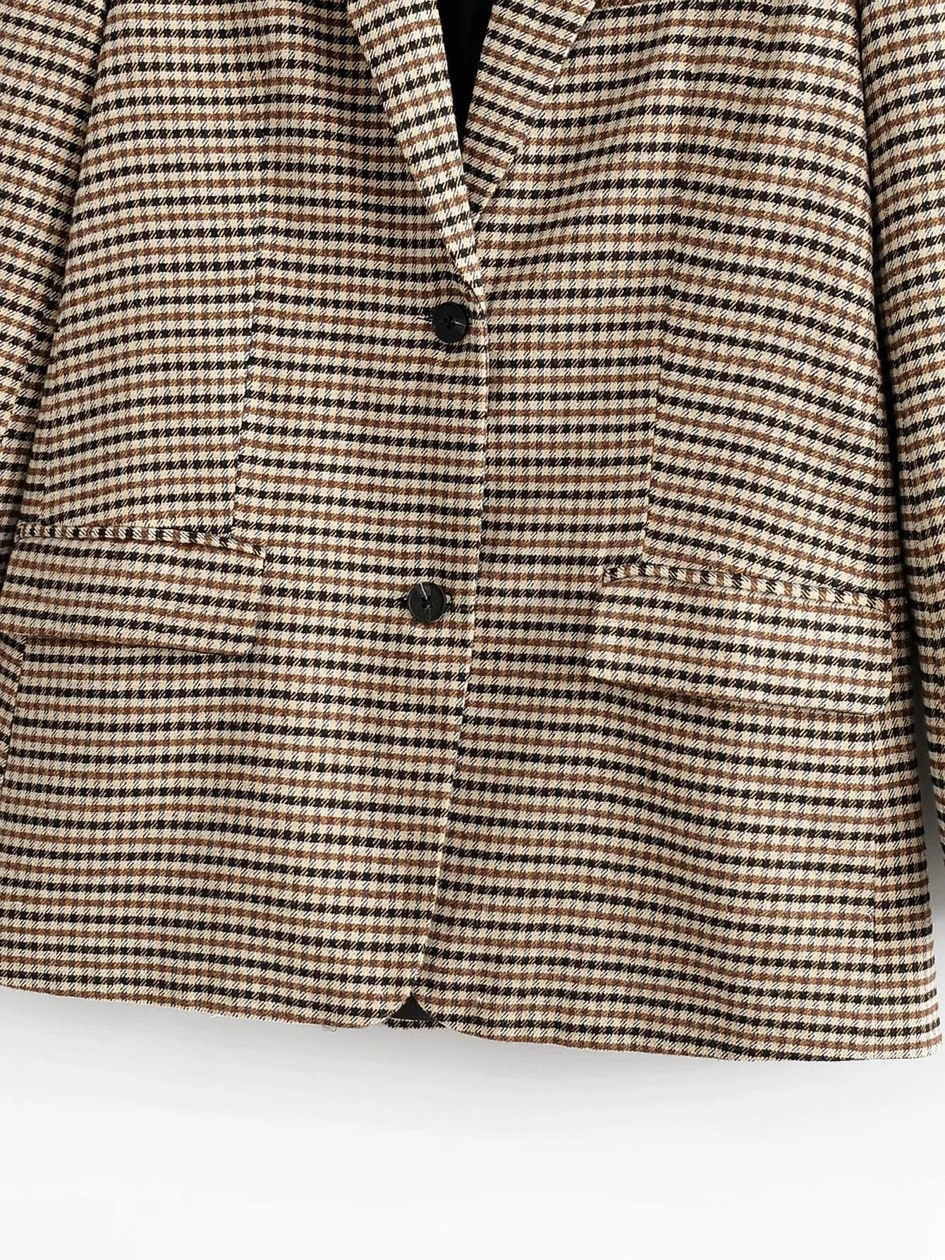 Single-breasted Houndstooth Coat Blazer Skirt Two-piece Suit