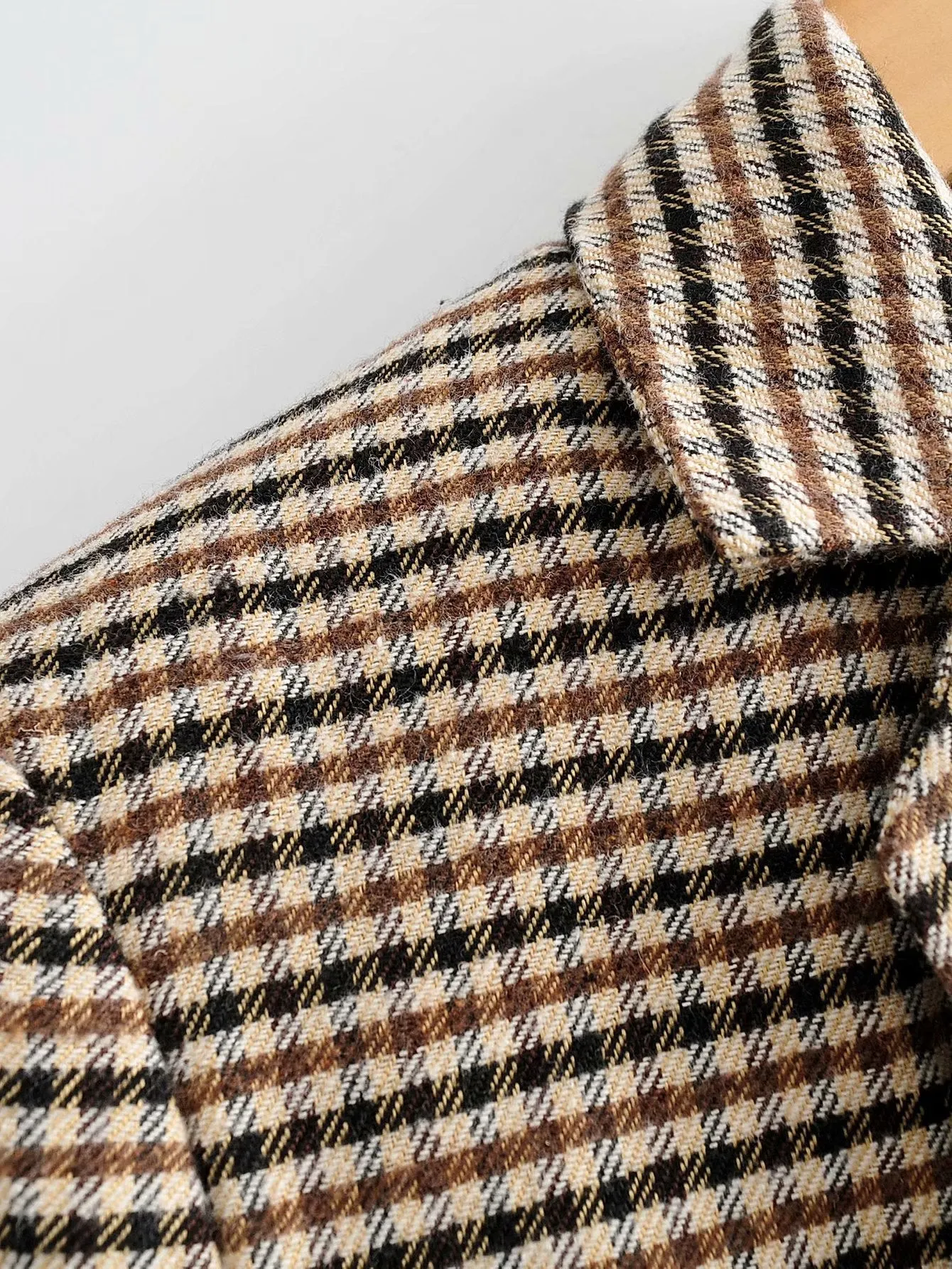 Single-breasted Houndstooth Coat Blazer Skirt Two-piece Suit