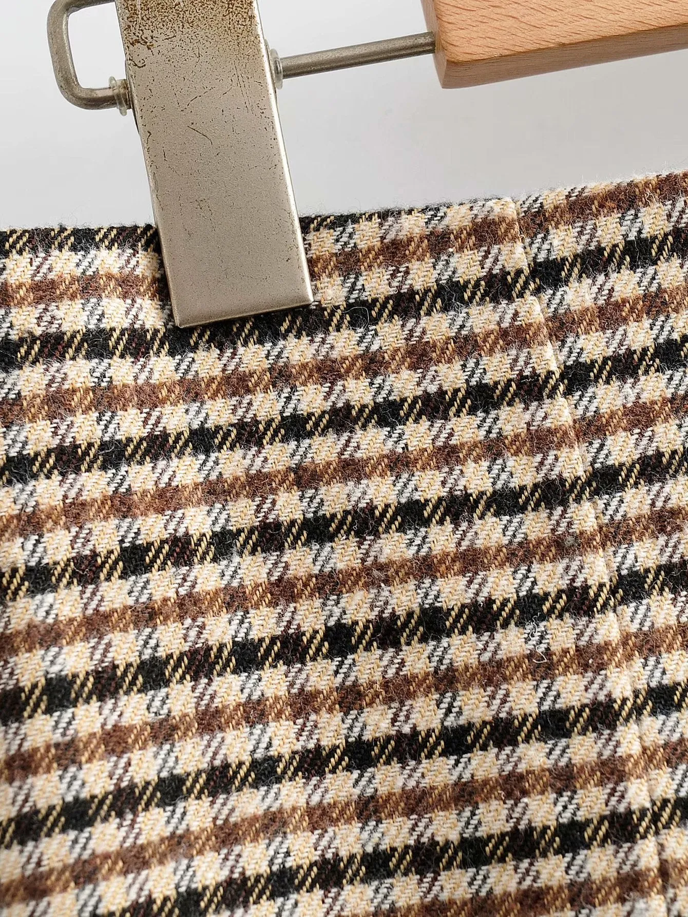Single-breasted Houndstooth Coat Blazer Skirt Two-piece Suit