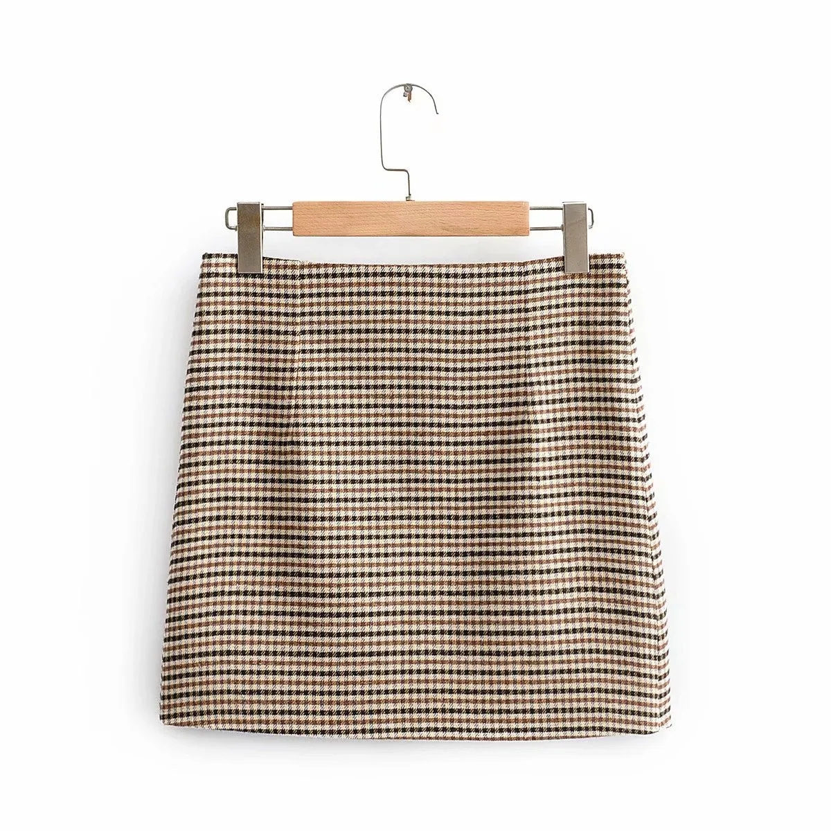 Single-breasted Houndstooth Coat Blazer Skirt Two-piece Suit