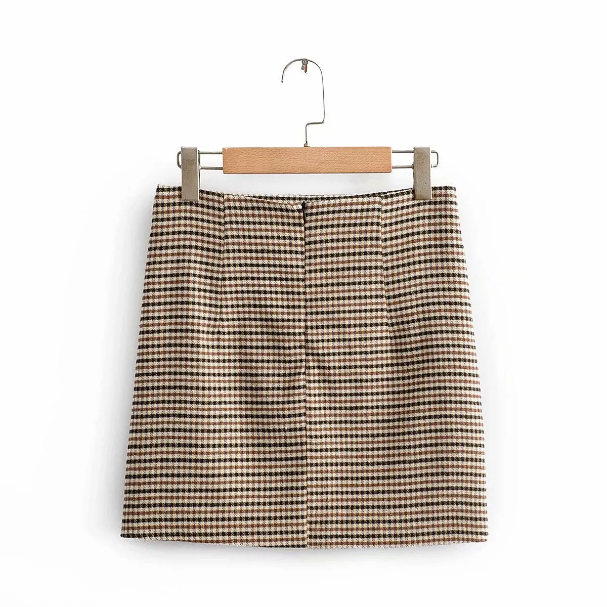 Single-breasted Houndstooth Coat Blazer Skirt Two-piece Suit