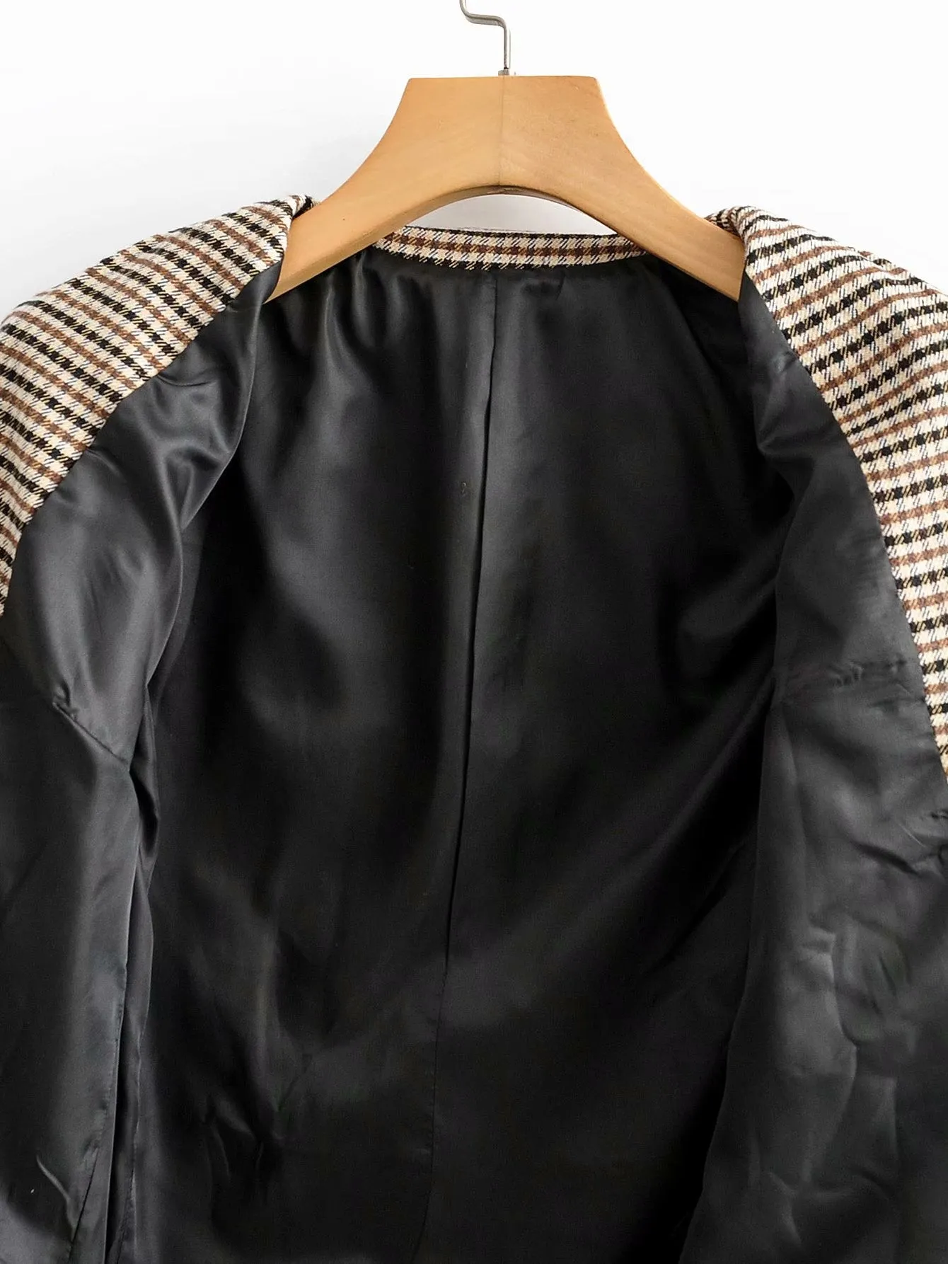 Single-breasted Houndstooth Coat Blazer Skirt Two-piece Suit