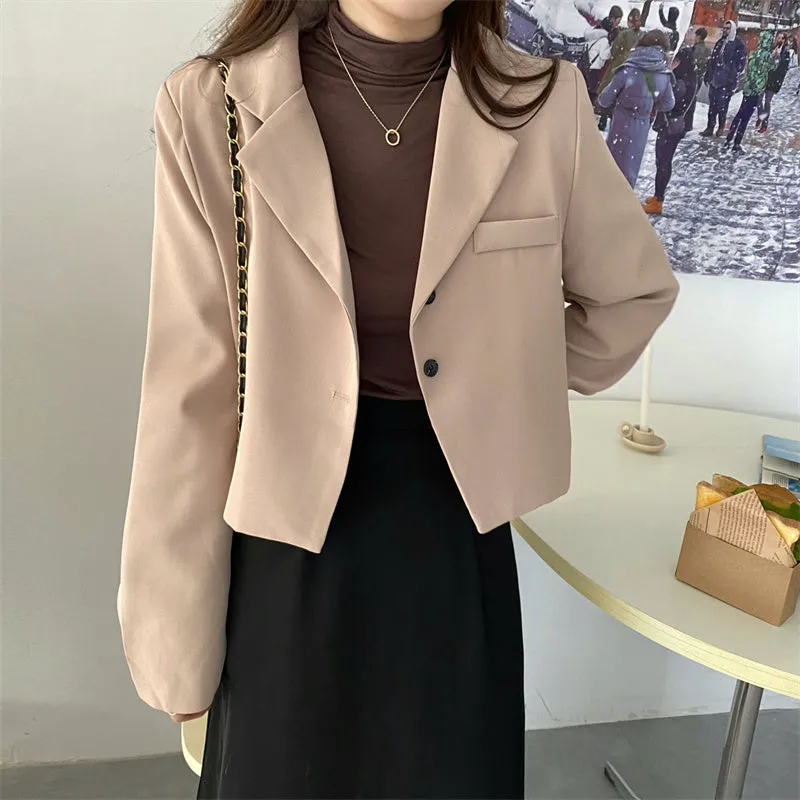 Single Breasted Notched Elegant Office Blazers