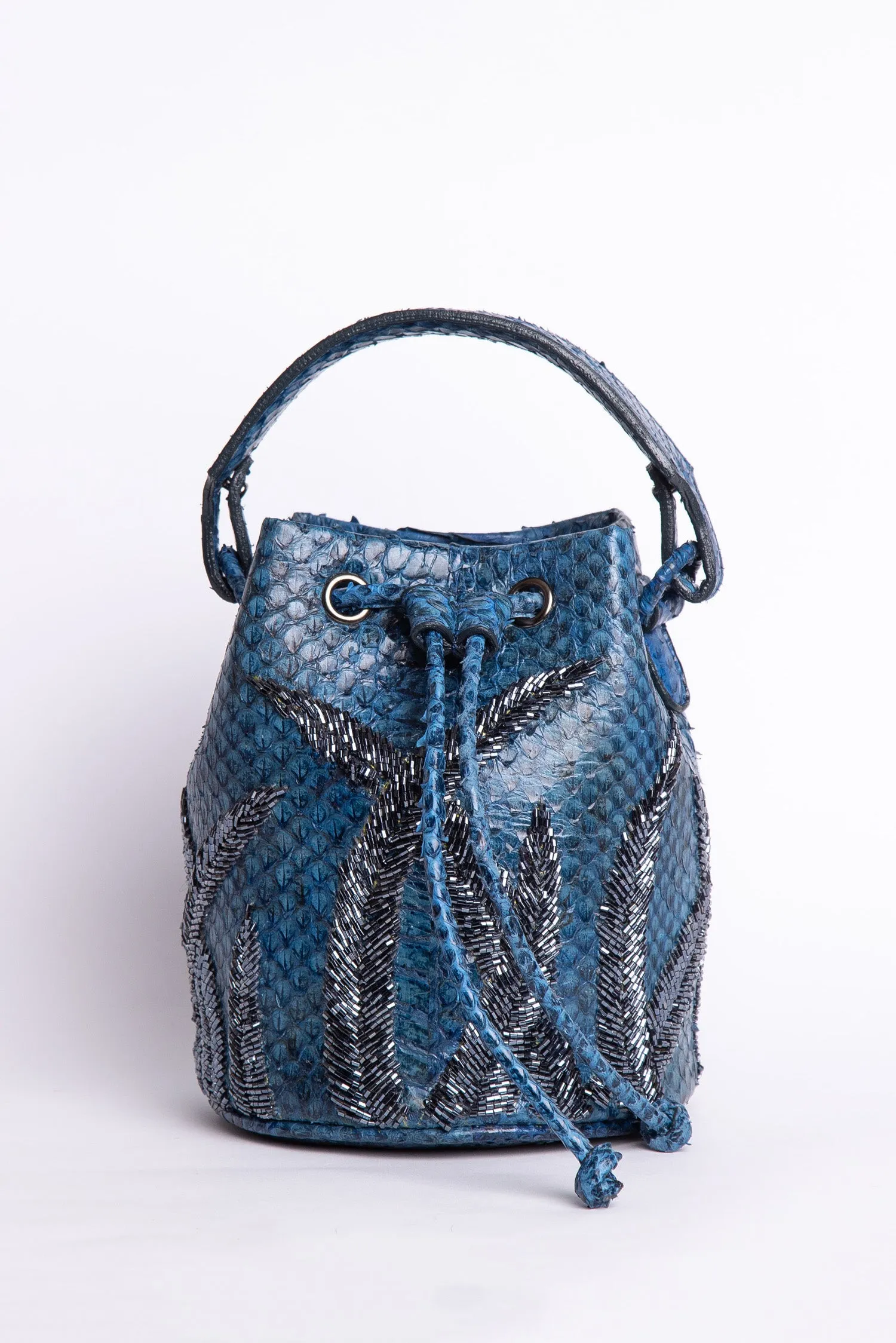 Small Flame Snakeskin Bucket Bag