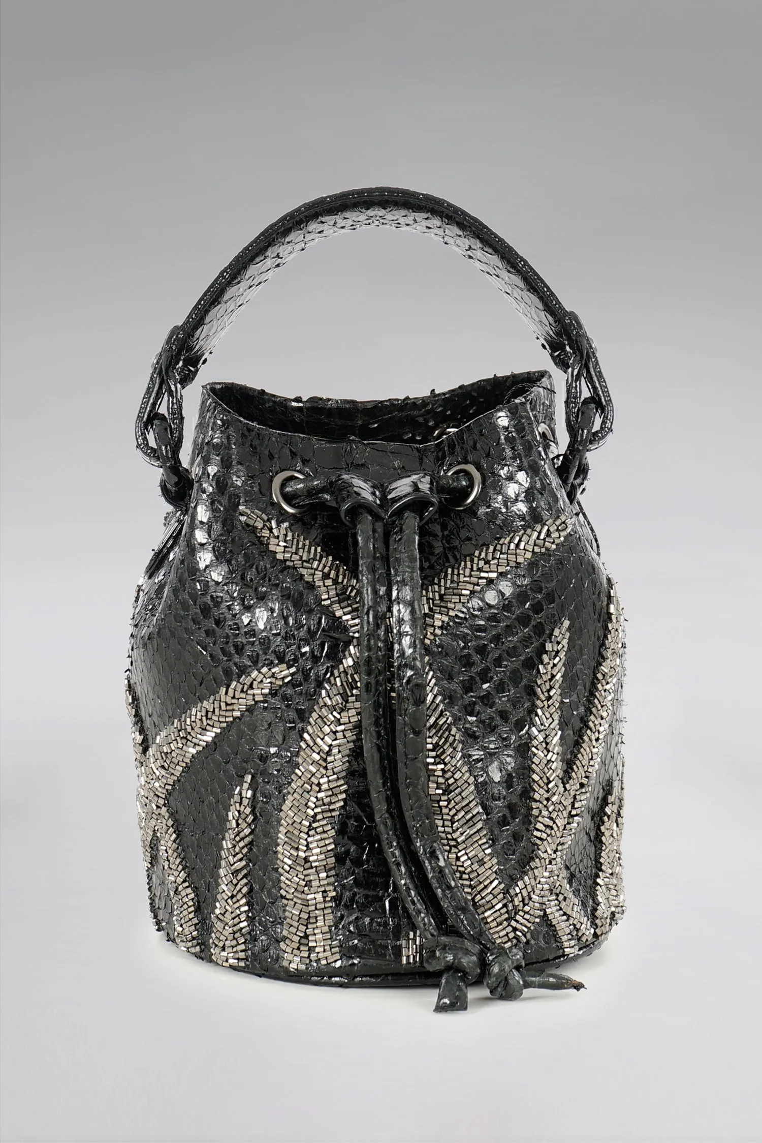 Small Flame Snakeskin Bucket Bag