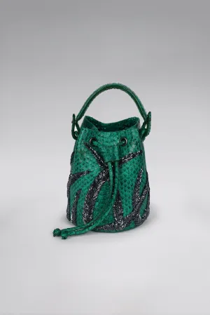 Small Flame Snakeskin Bucket Bag
