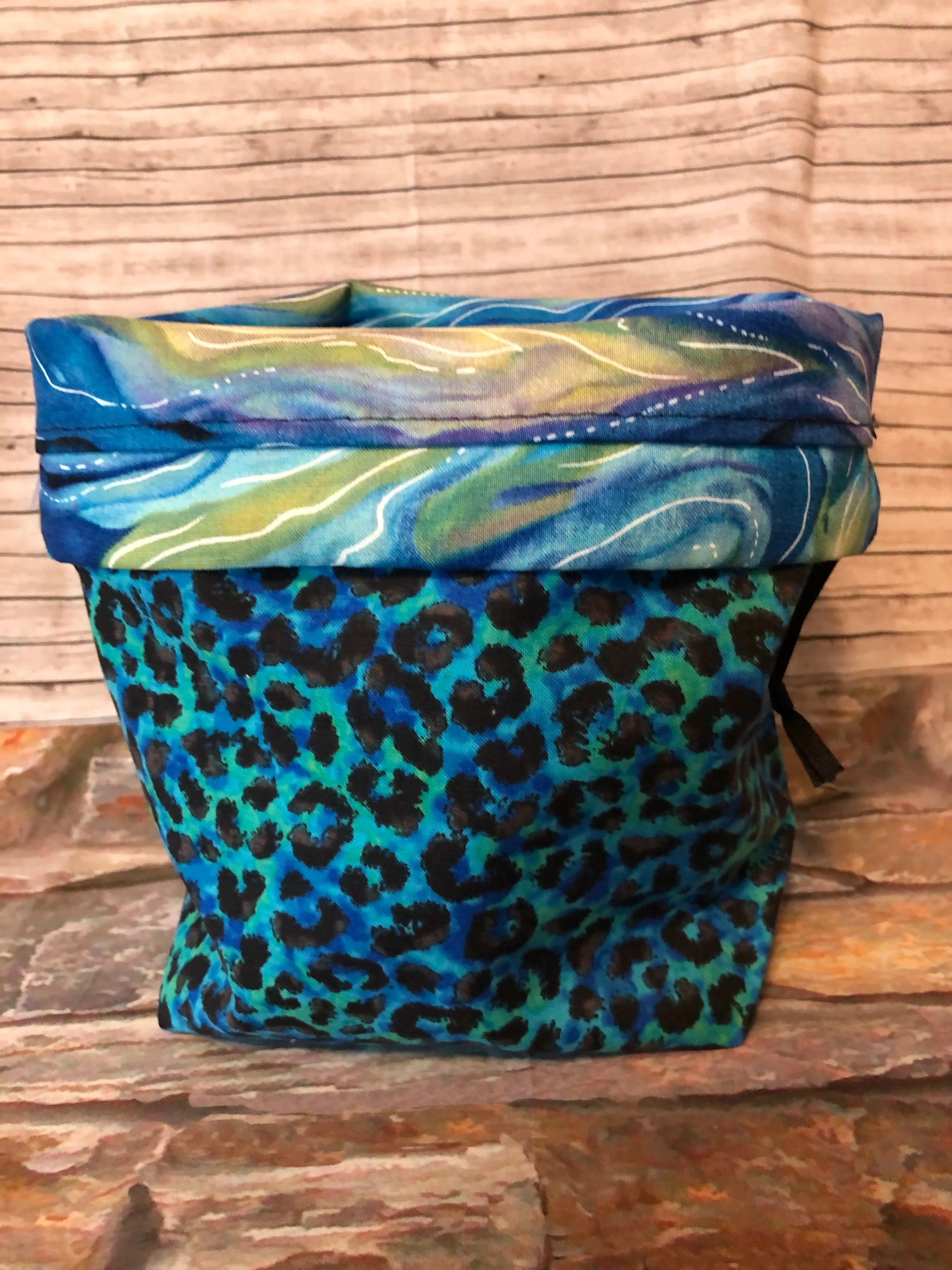 Sock Satchel Small - Green Leopard