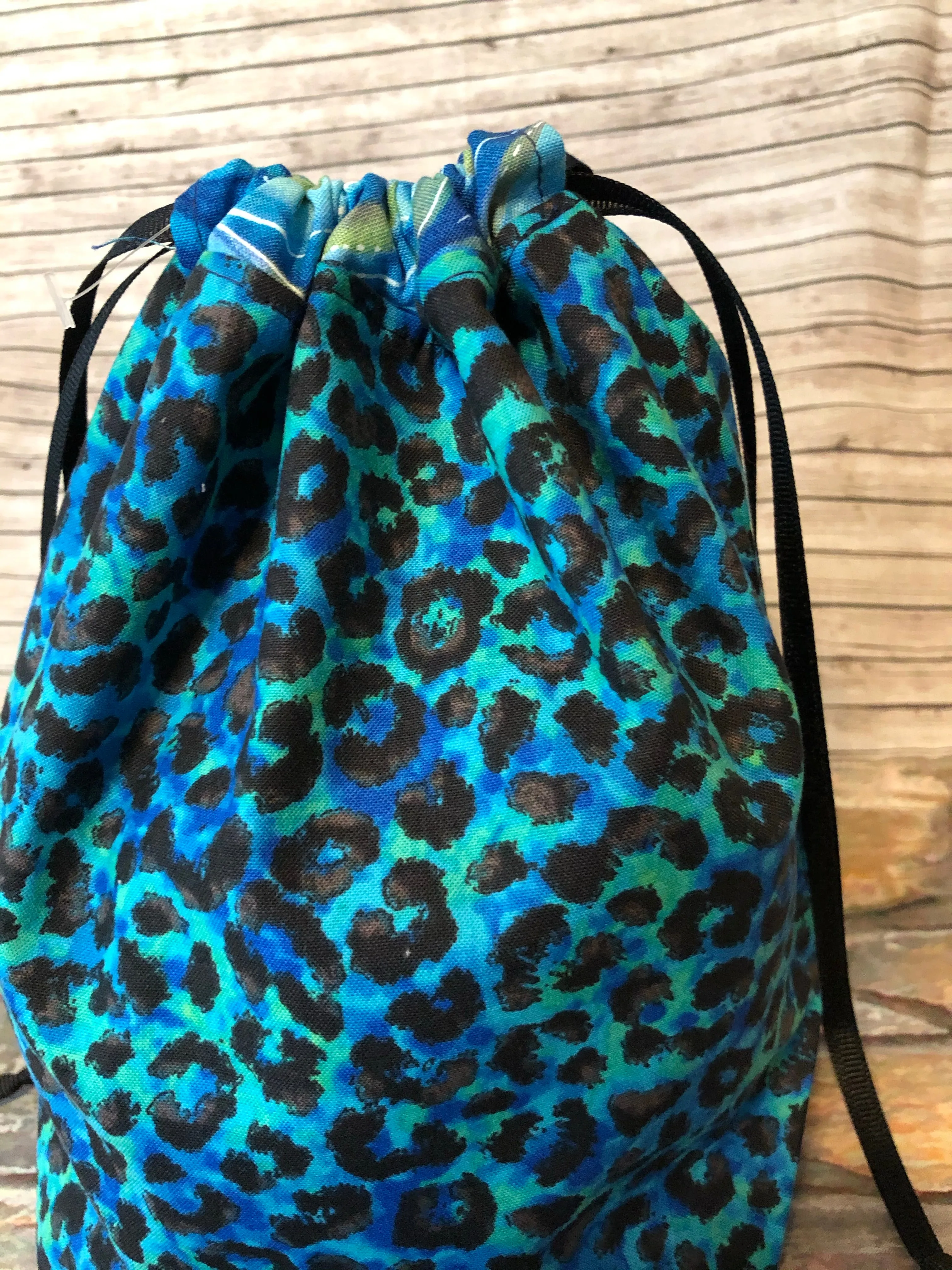 Sock Satchel Small - Green Leopard