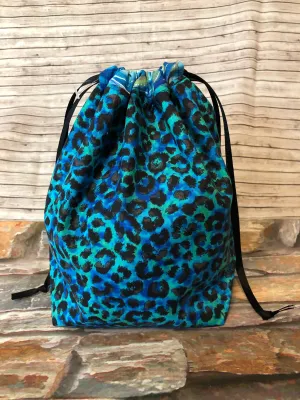 Sock Satchel Small - Green Leopard