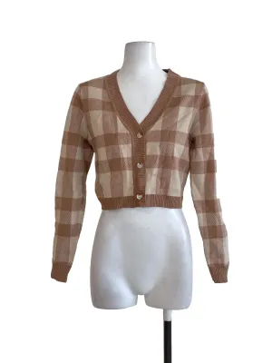 Soft Brown Checks Cardigan