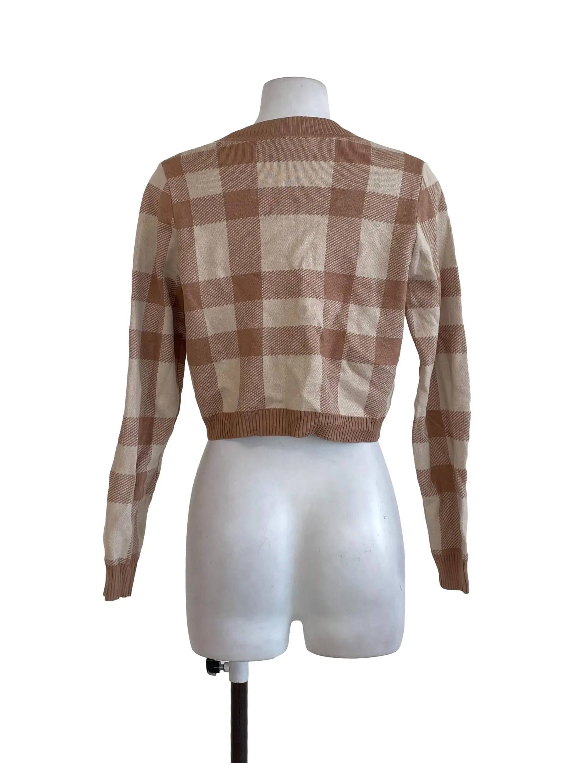 Soft Brown Checks Cardigan