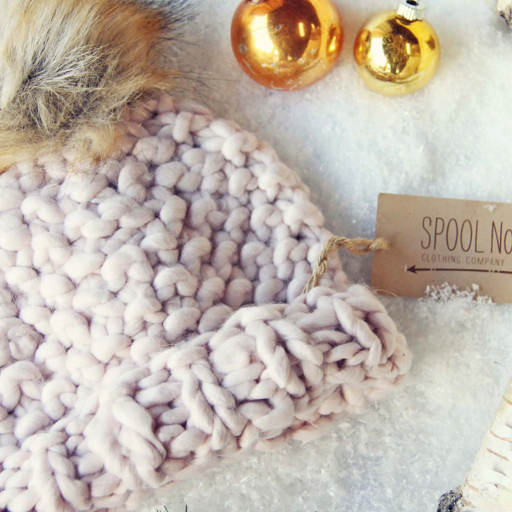 Soft Snow Knit Beanie in Blush