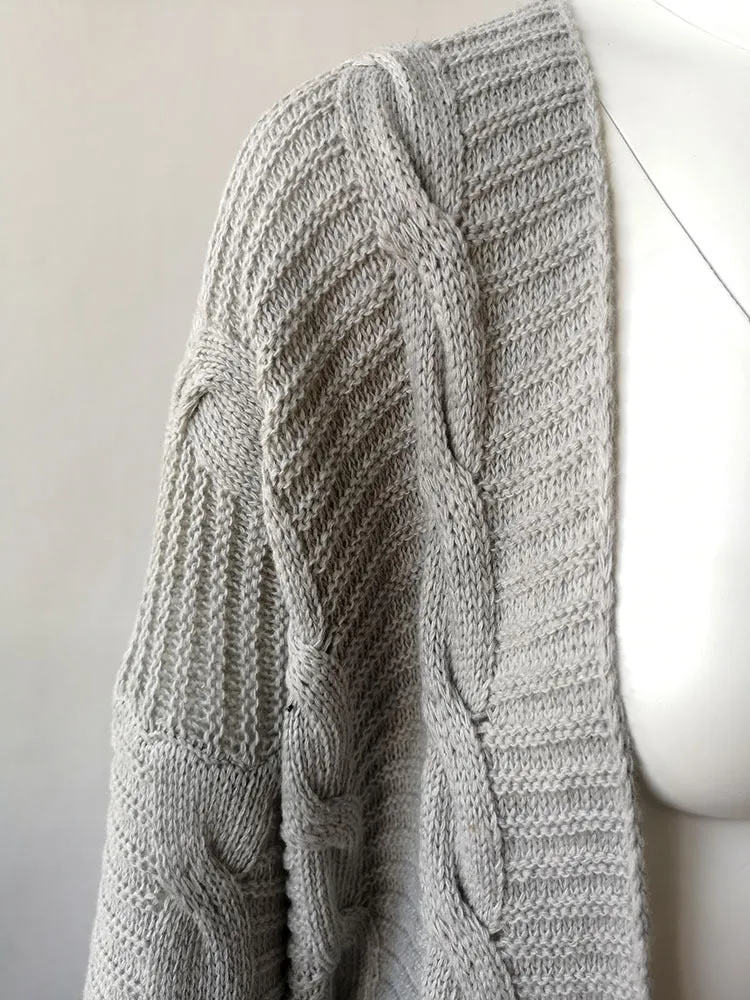 Solid Color Knit Long Cardigan Plus Size S-3XL