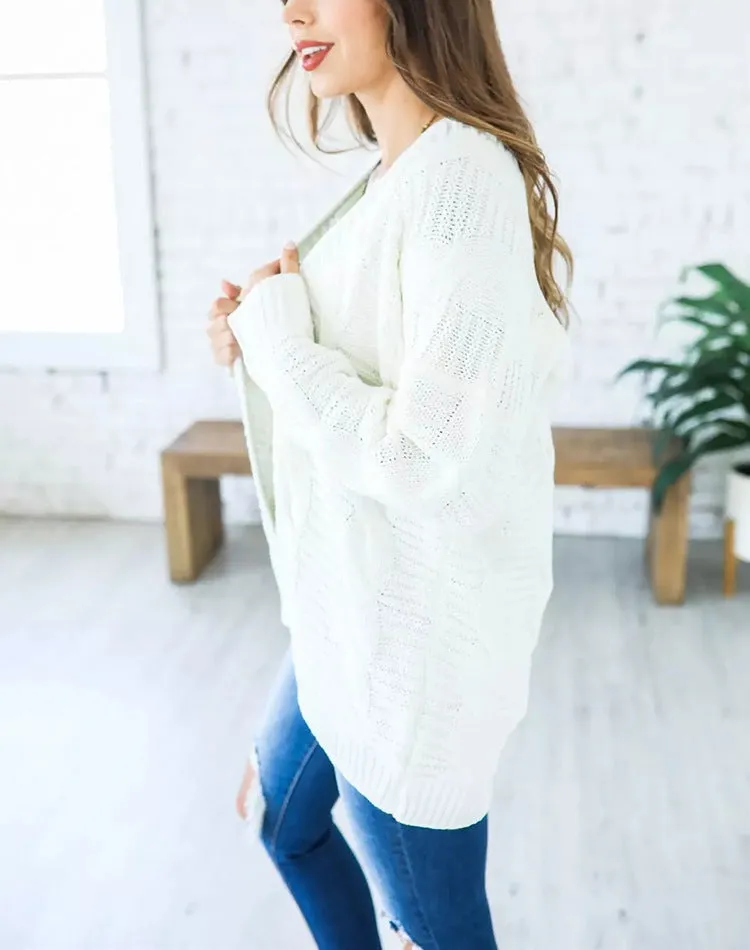 Solid Color Knit Long Cardigan Plus Size S-3XL