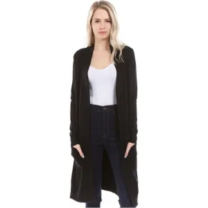 Solid Long Open Cardigan