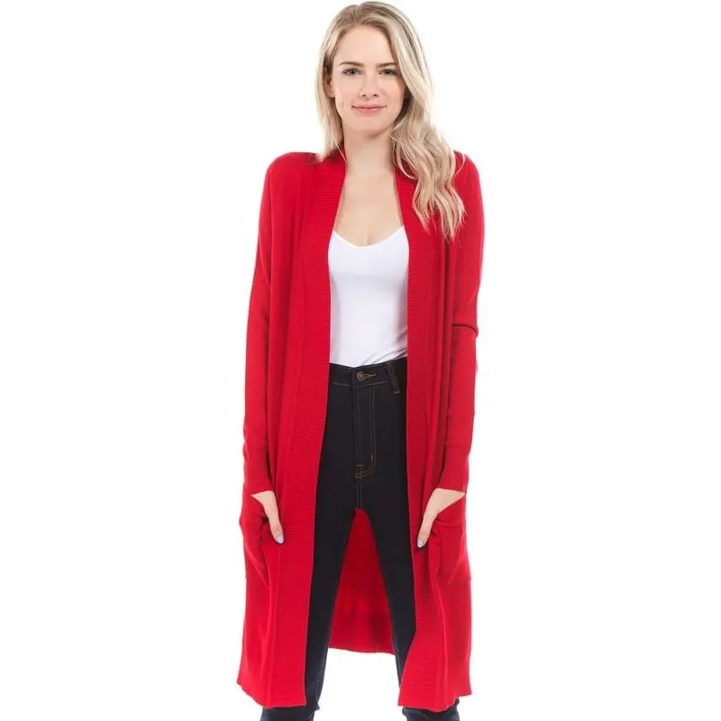 Solid Long Open Cardigan