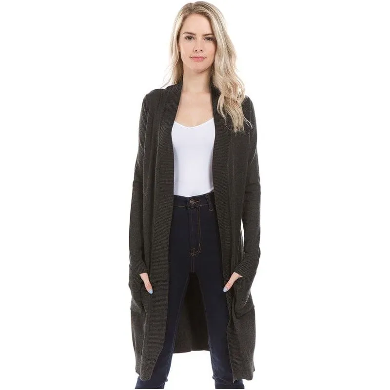 Solid Long Open Cardigan
