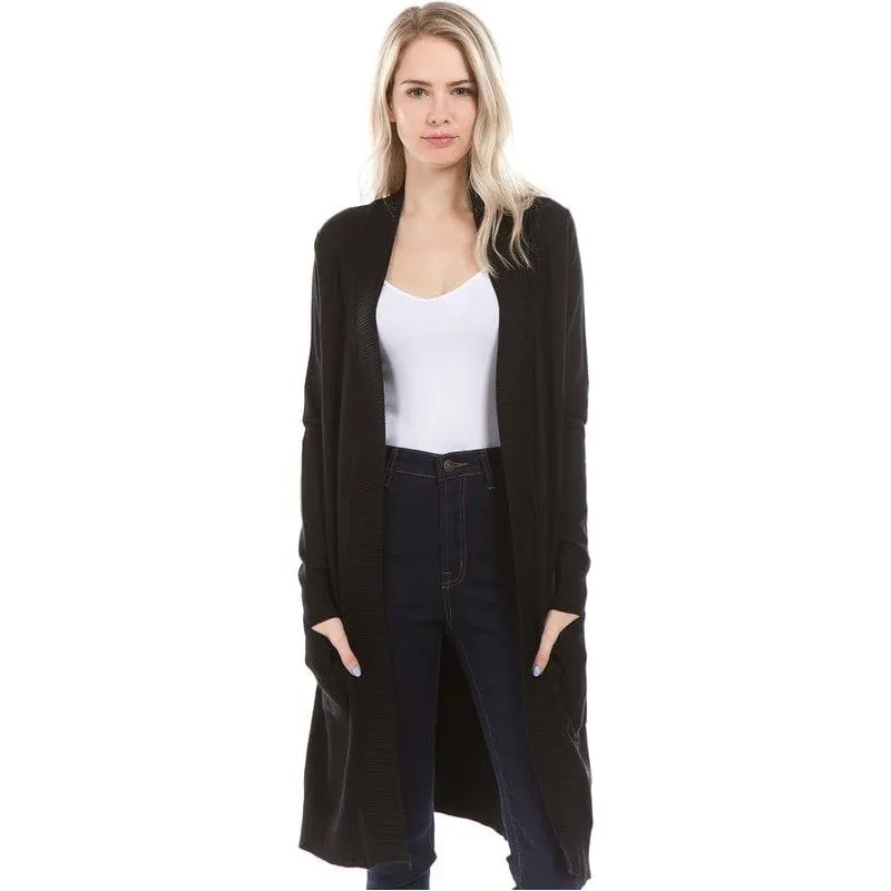 Solid Long Open Cardigan