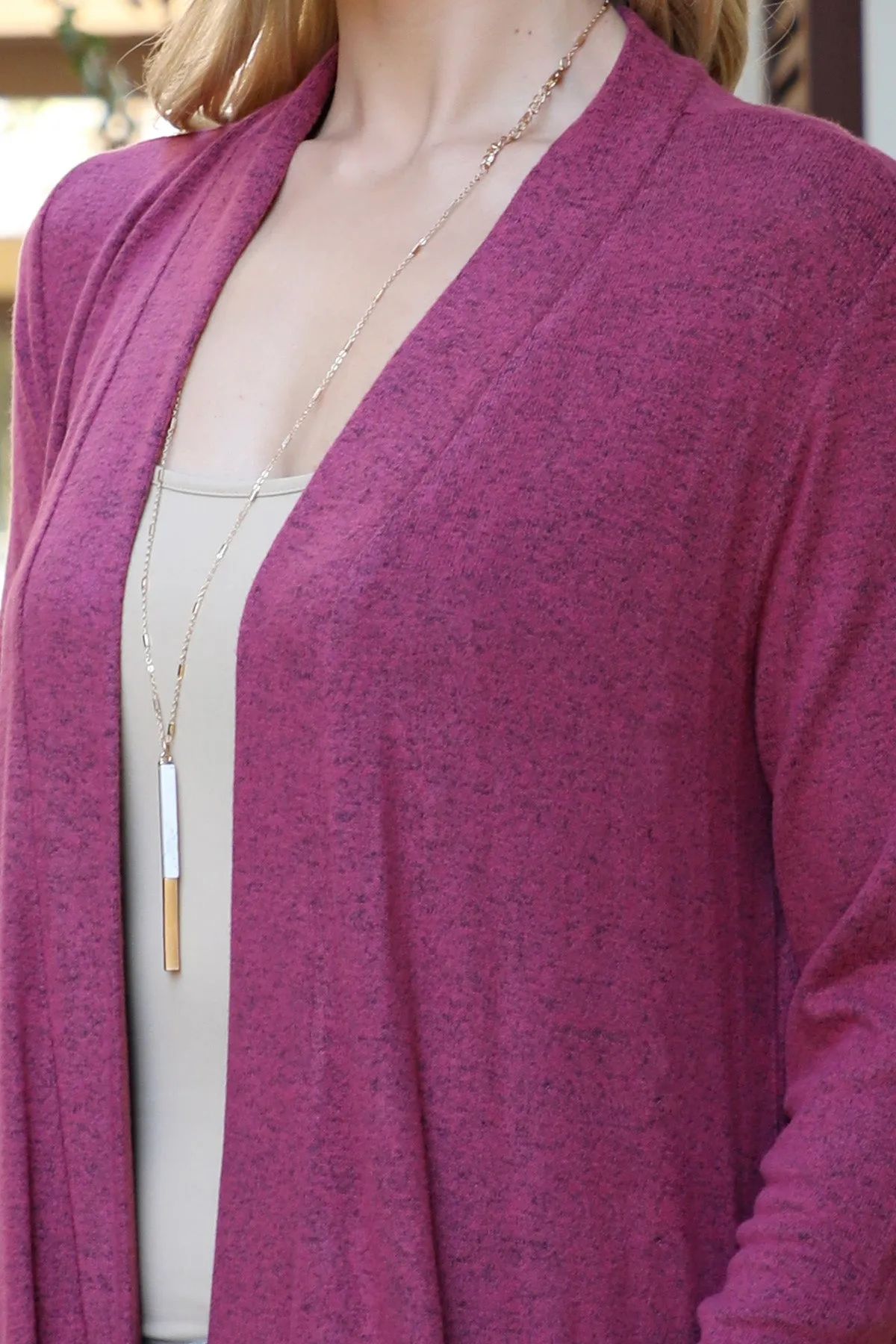 Solid Long Sleeve Open Front Cardigan