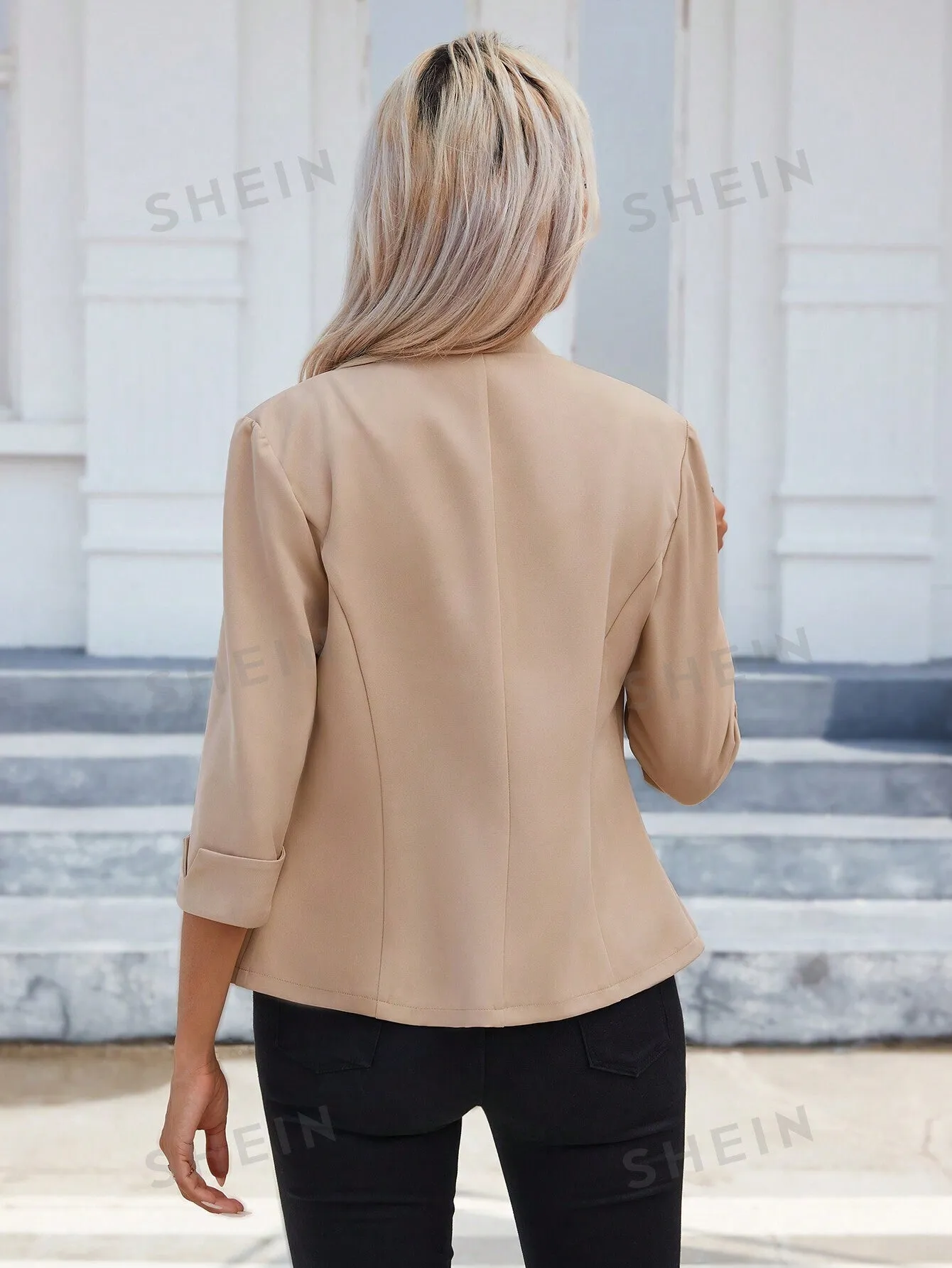 Solid Single Button Blazer
