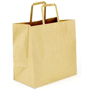 SOMI KBH12712F, Bag Paper Handle FLAT 12"x7"x12", Kraft, 30LBS, BROWN, 250 PER PACK