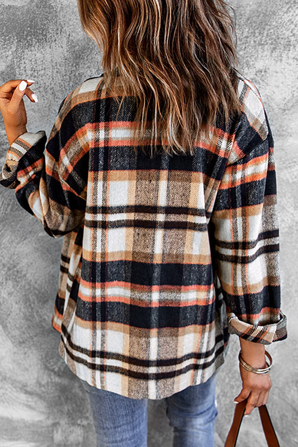 Sonnie Plaid Button Front Shirt Jacket with Breast Pockets
