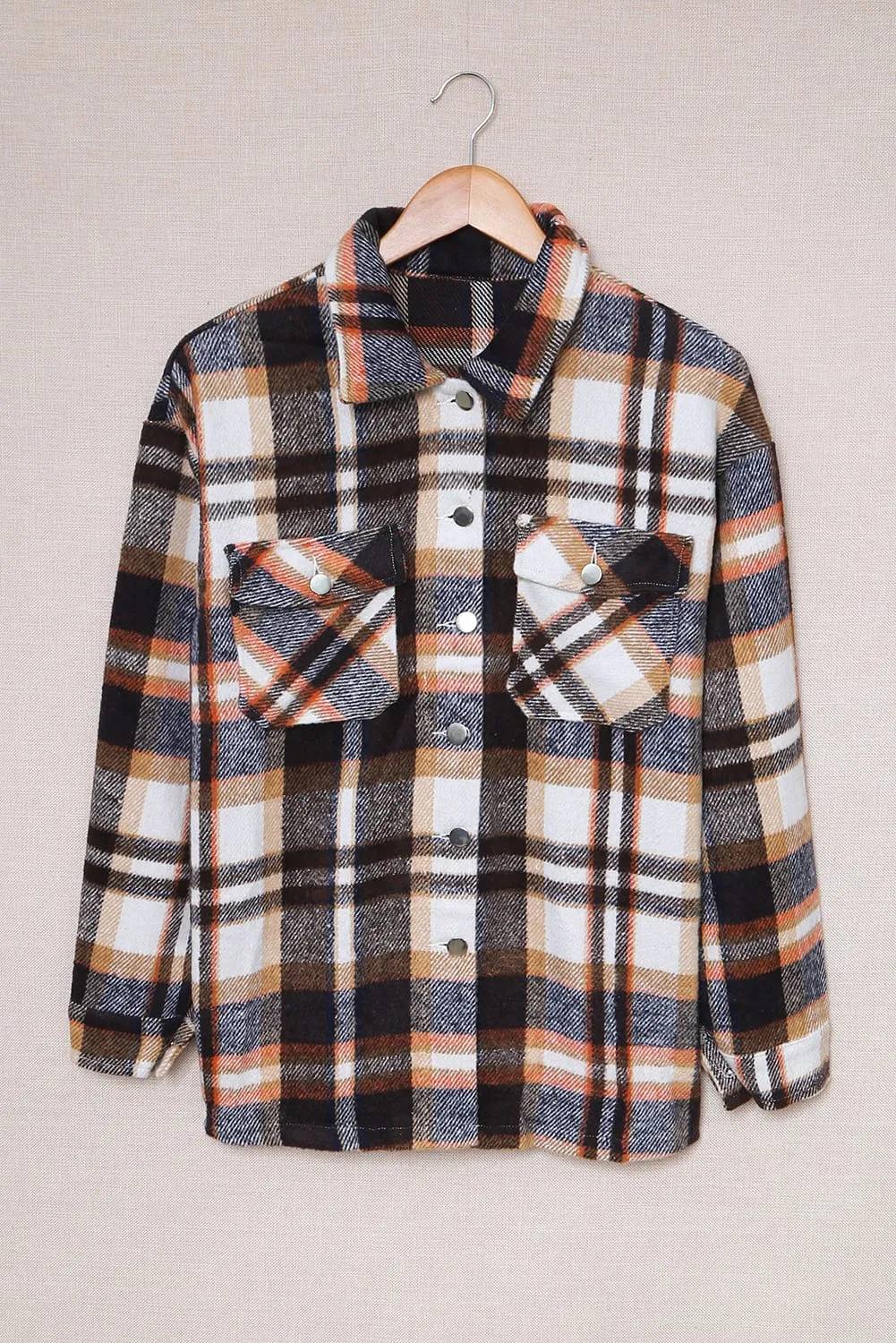 Sonnie Plaid Button Front Shirt Jacket with Breast Pockets