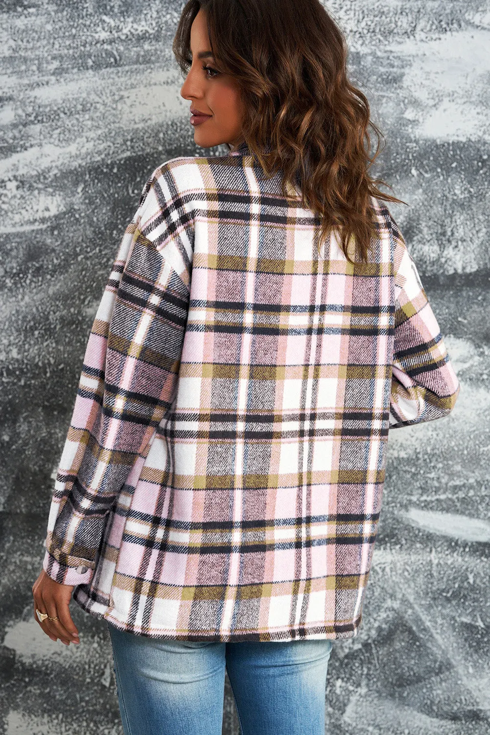 Sonnie Plaid Button Front Shirt Jacket with Breast Pockets