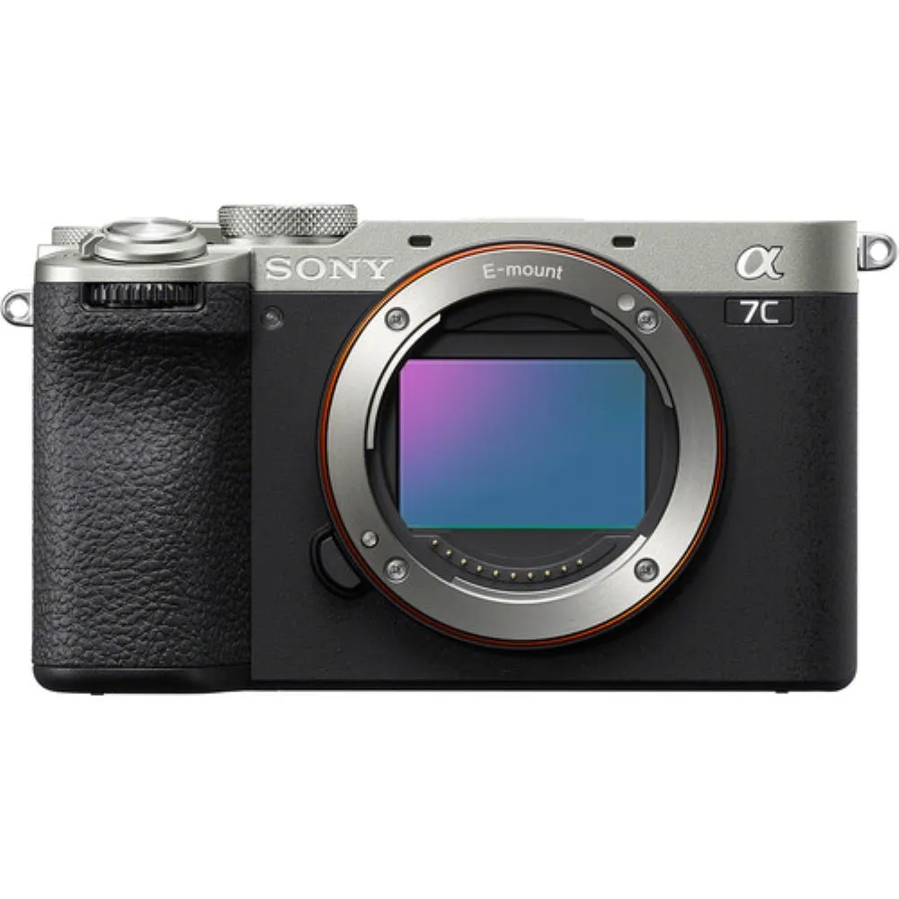 Sony a7C II Mirrorless Camera | Silver Bundle with 64GB Memory Card   Battery and Charger   Screen Protectors   Cleaning Cloth (7 Items)