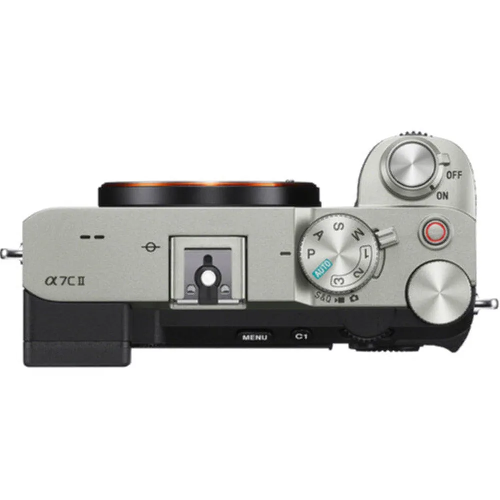Sony a7C II Mirrorless Camera | Silver Bundle with 64GB Memory Card   Battery and Charger   Screen Protectors   Cleaning Cloth (7 Items)