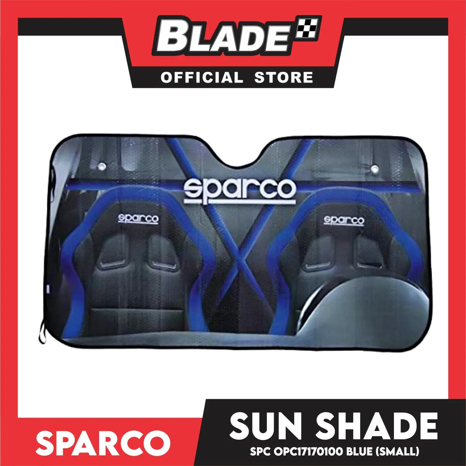 Sparco Car Sunshade Small OPC17170100 110x60cm LxW (Blue)