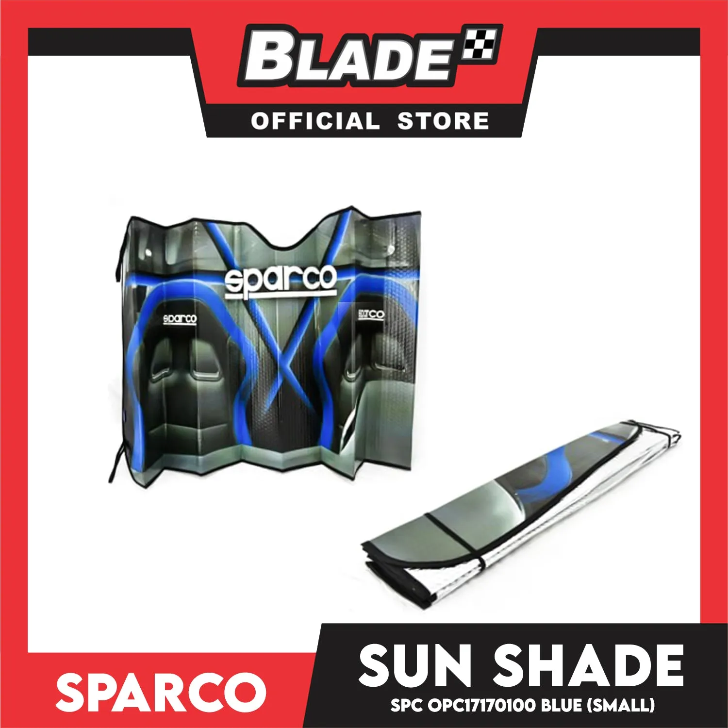 Sparco Car Sunshade Small OPC17170100 110x60cm LxW (Blue)