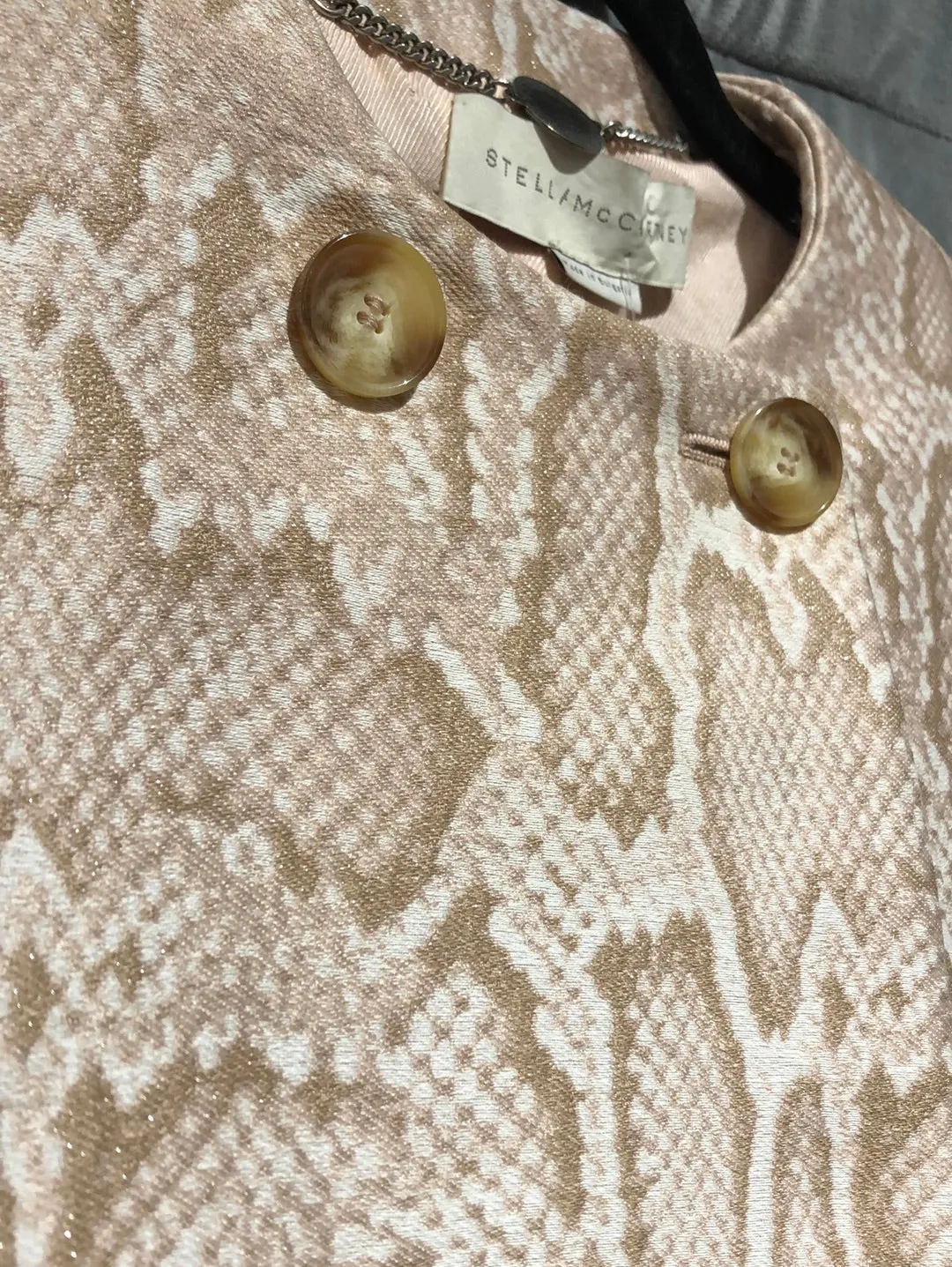 Stella McCarrtney Snakeskin Tan and Light PInk Sparkle Double Breasted Blazer