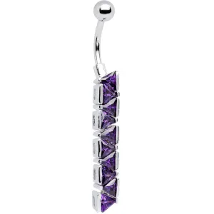 Sterling Silver Amethyst TRIANGLE JEWEL DROP Dangle Belly Ring