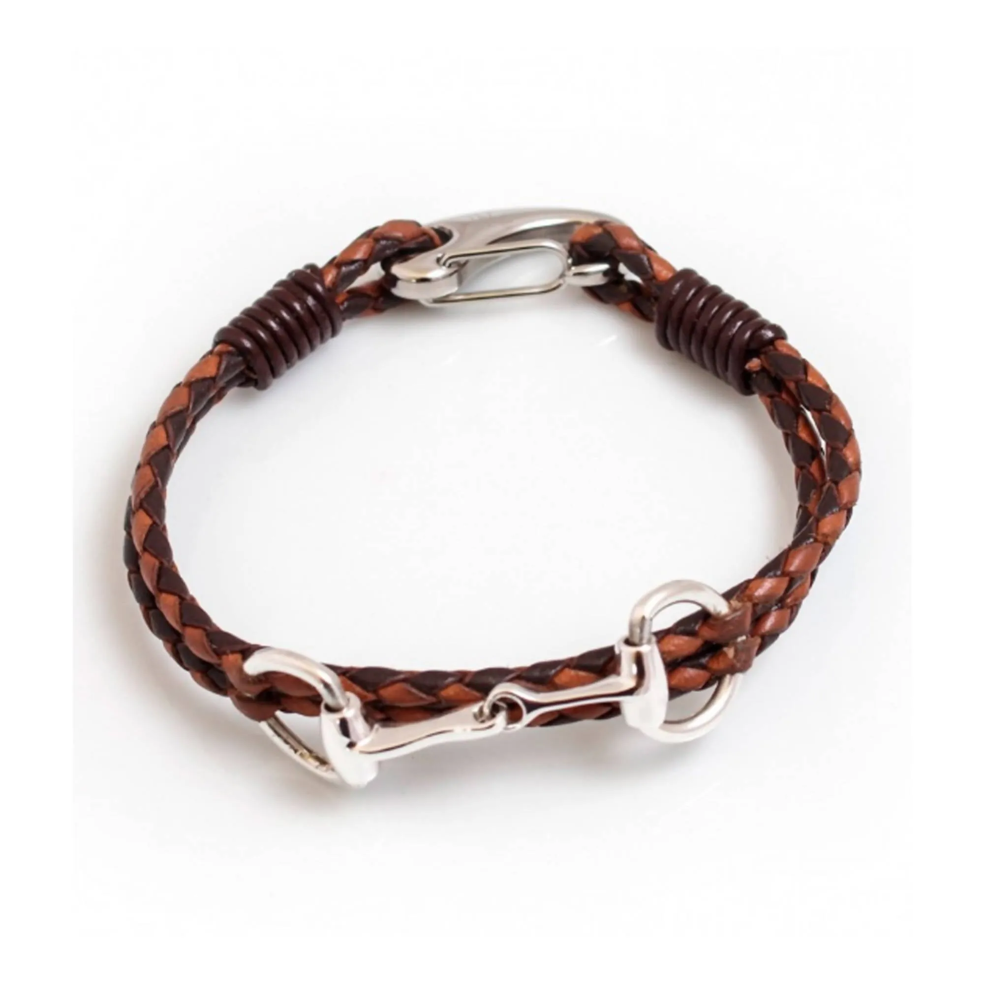 Sterling Silver Snaffle Leather Bracelet