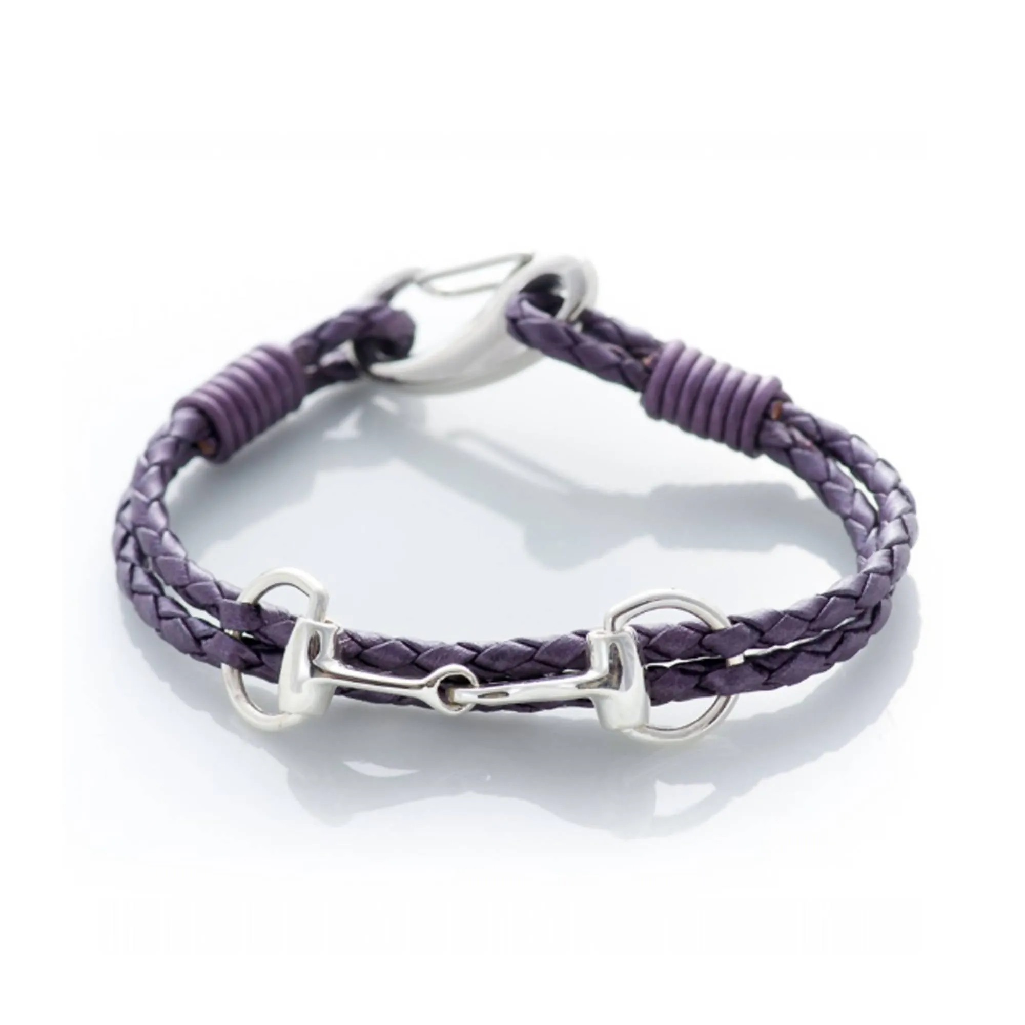 Sterling Silver Snaffle Leather Bracelet