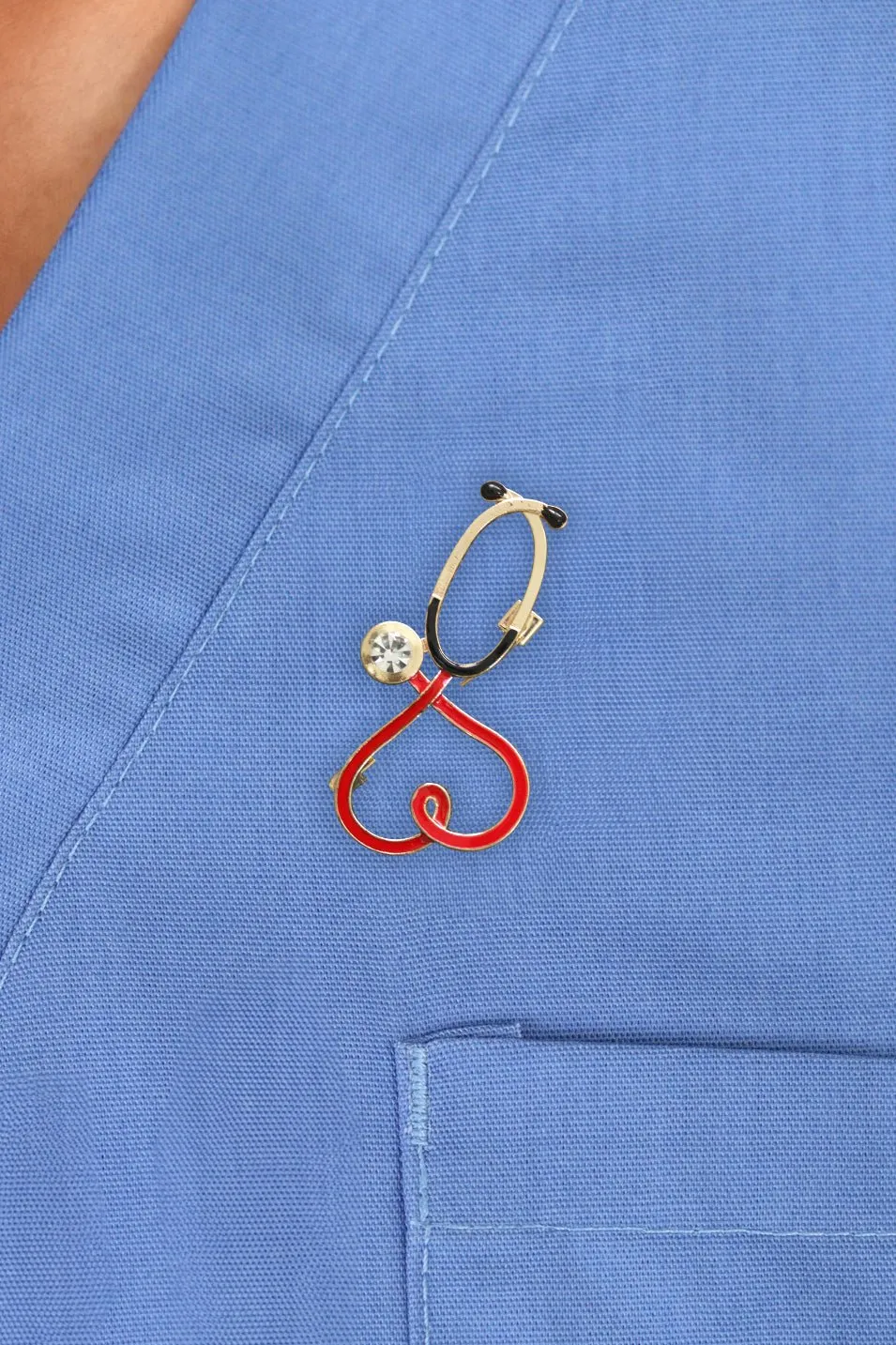 Stethoscope Heart Brooch Pin