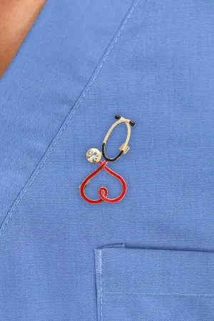 Stethoscope Heart Brooch Pin