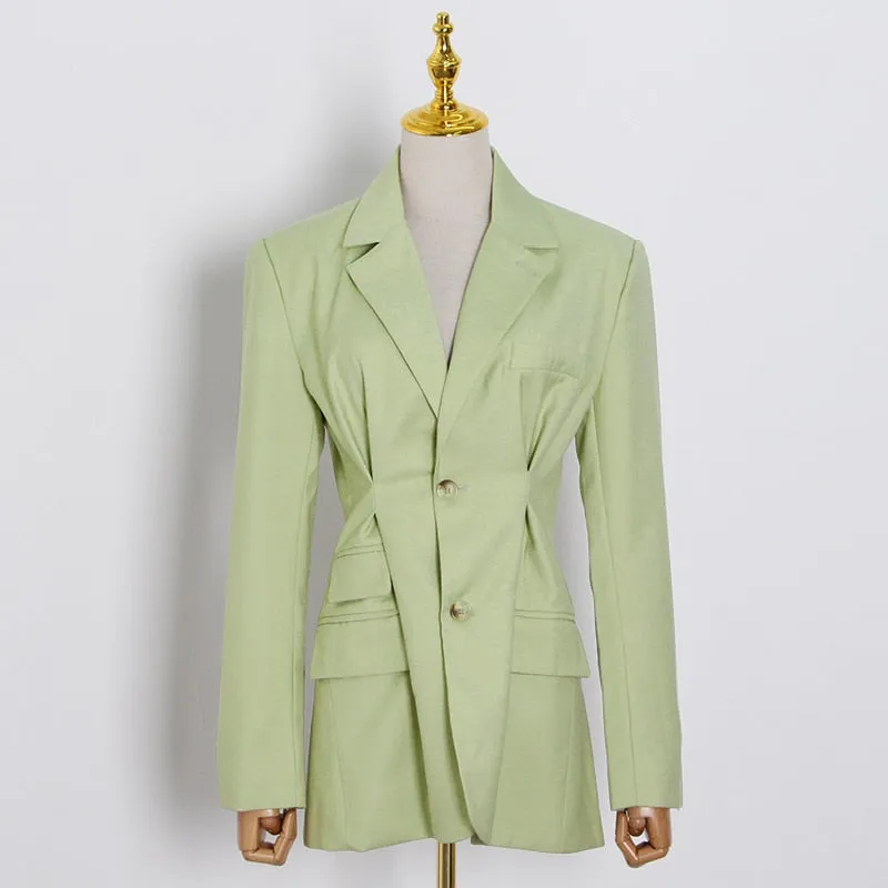 Streetwear Tunic High Waisted Women Blazer Coat