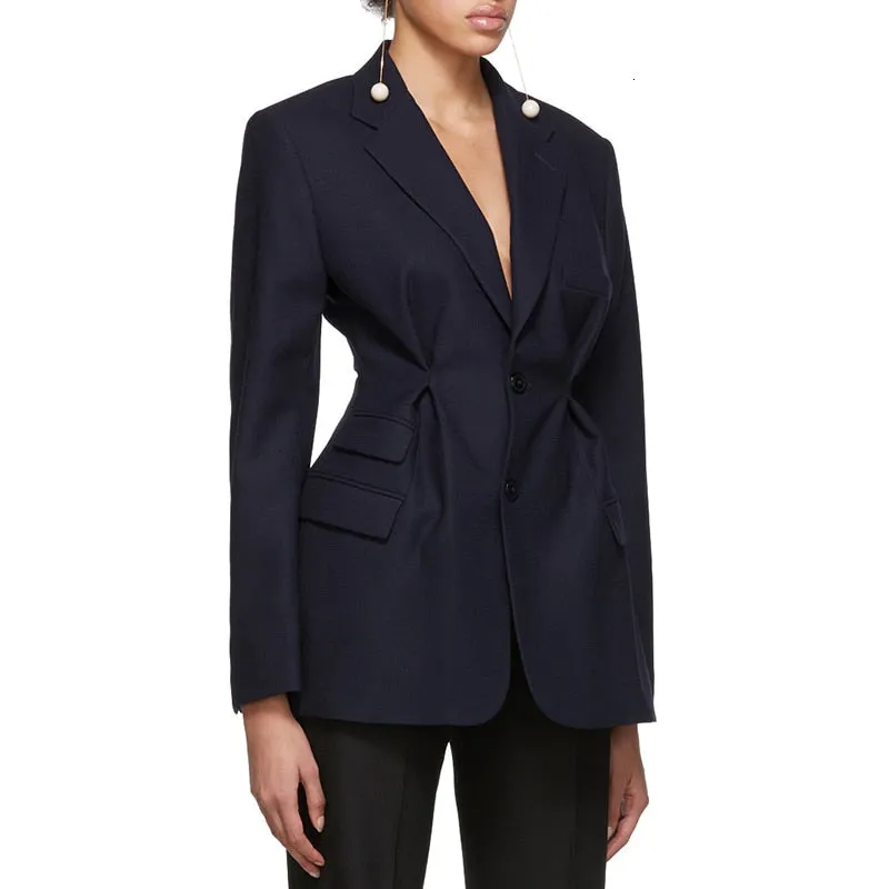 Streetwear Tunic High Waisted Women Blazer Coat