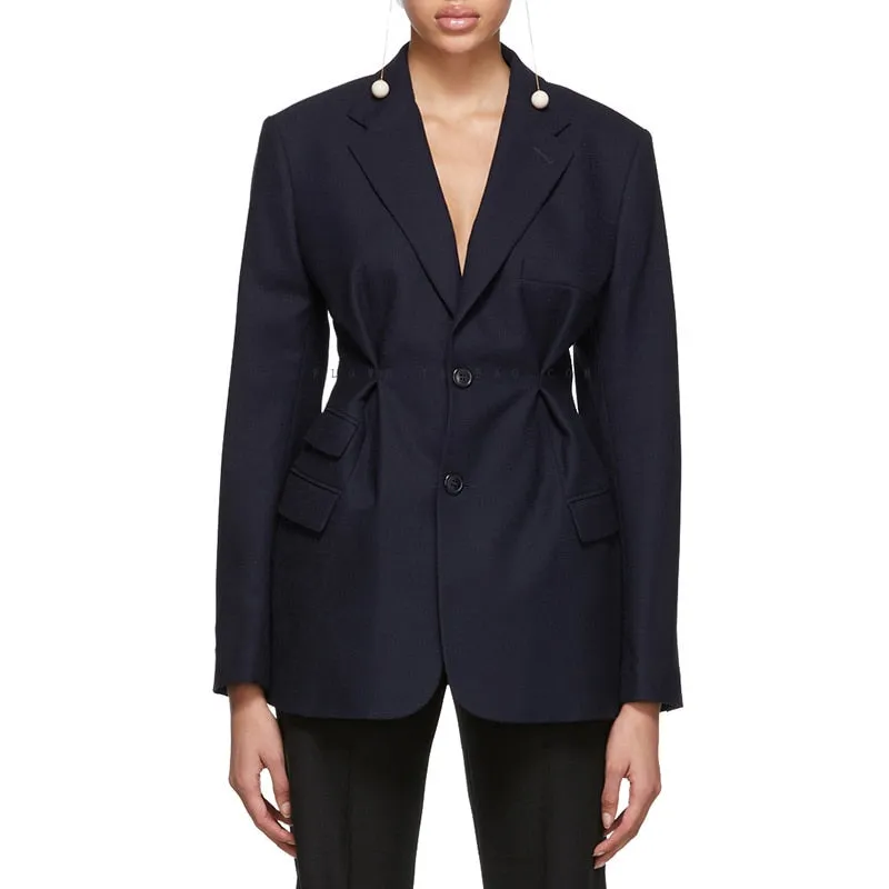 Streetwear Tunic High Waisted Women Blazer Coat